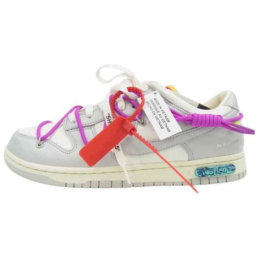 NIKE ナイキ DM1602-101 フェイクバスターズ鑑定済 × OFF-WHITE オフホワイト DUNK LOW 1 OF 50 45 ダンク ロー ローカット スニーカー ホワイト系 グレー系 28cm【極上美品】【中古】