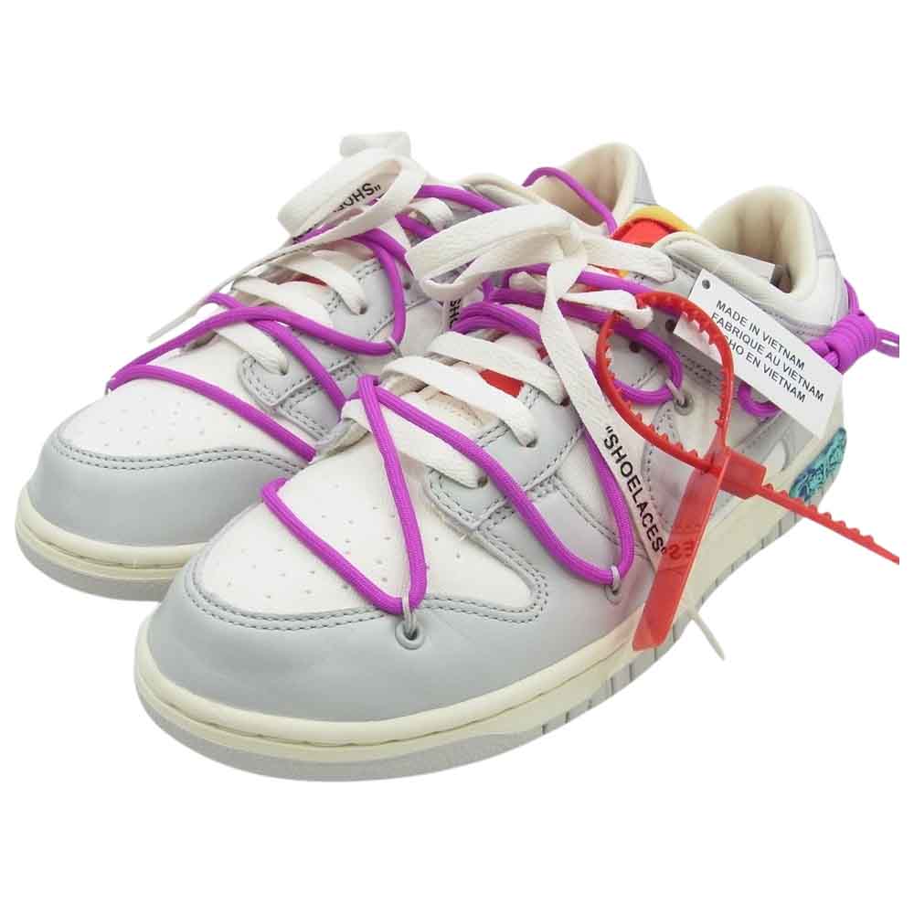 NIKE ナイキ DM1602-101 フェイクバスターズ鑑定済 × OFF-WHITE オフホワイト DUNK LOW 1 OF 50 45 ダンク ロー ローカット スニーカー ホワイト系 グレー系 28cm【極上美品】【中古】