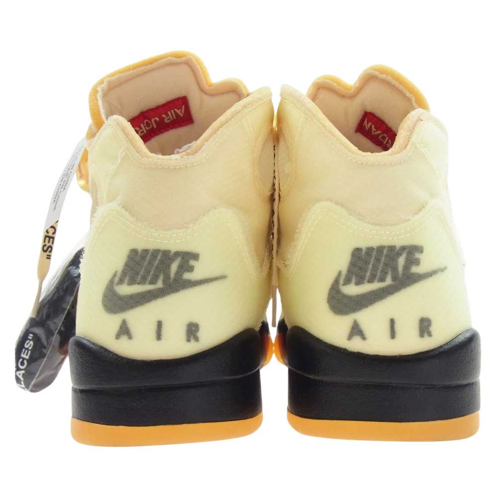 NIKE ナイキ DH8565-100 フェイクバスターズ鑑定済 × Off-White オフホワイト Air Jordan 5 Sail エアジョーダン5 セイル スニーカー イエロー系 28cm【中古】