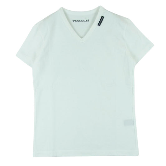 1piu1uguale3 ウノピュウノウグァーレトレ MRT258 CTN056 ネックタグ付き Vネック 半袖 Tシャツ カットソー ホワイト系 3【中古】
