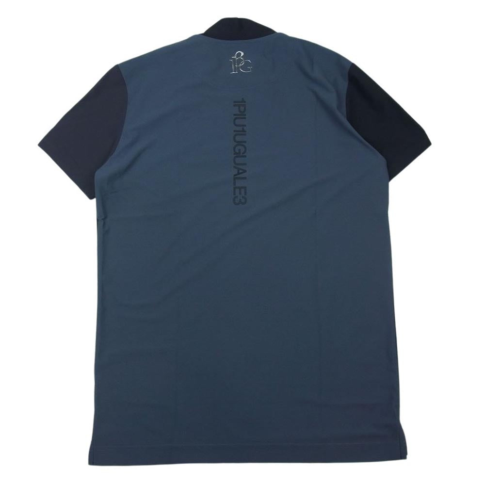 1piu1uguale3 ウノピュウノウグァーレトレ GRT087 POE328 GOLF ゴルフ S/S MOCK NECK CRAZY クレイジーパターン モックネック Tシャツ カットソー ダークグレー系 ダークネイビー系 4【美品】【中古】