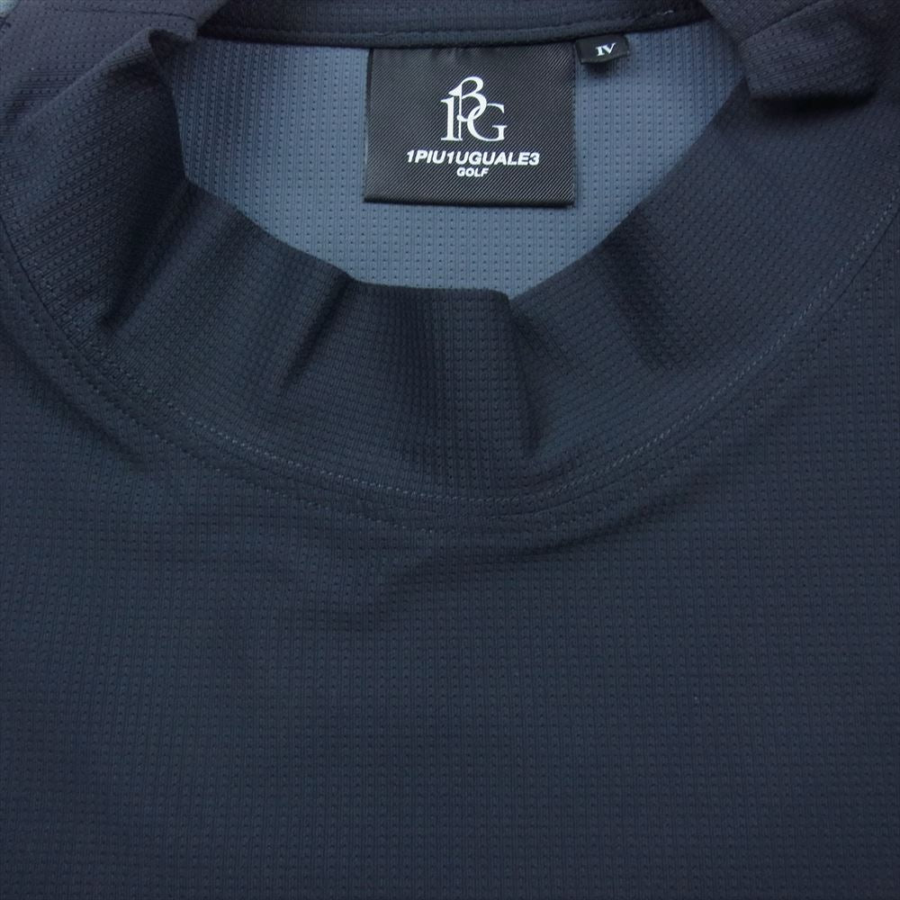 1piu1uguale3 ウノピュウノウグァーレトレ GRT087 POE328 GOLF ゴルフ S/S MOCK NECK CRAZY クレイジーパターン モックネック Tシャツ カットソー ダークグレー系 ダークネイビー系 4【美品】【中古】