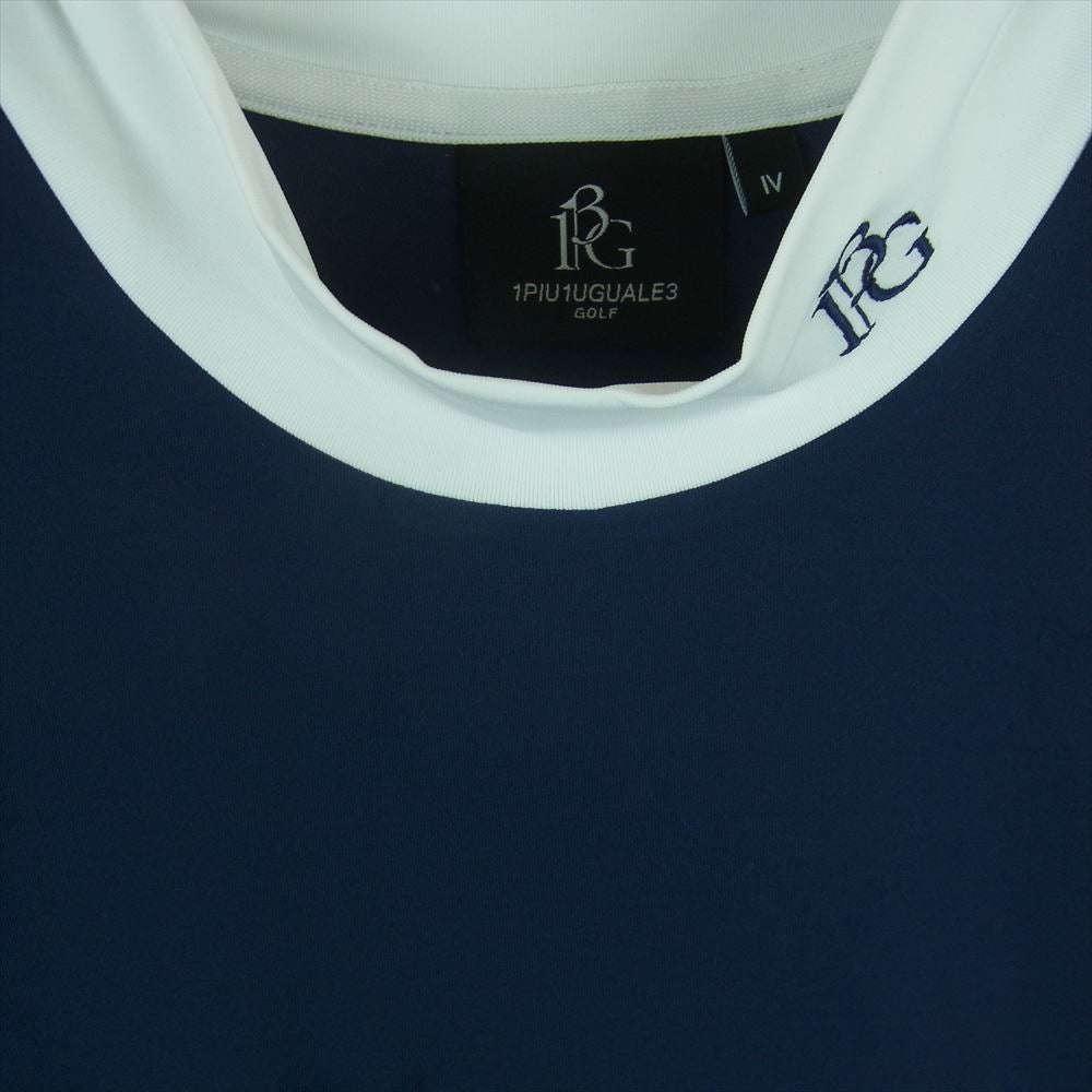 1piu1uguale3 ウノピュウノウグァーレトレ GDT011 POE417 ADP GOLF ゴルフ S/S MOCK NECK モックネック スモールロゴ 半袖 Tシャツ カットソー ダークネイビー系 ホワイト系 4【美品】【中古】