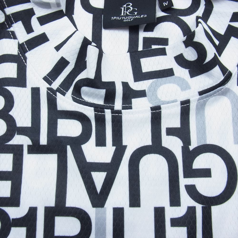 1piu1uguale3 ウノピュウノウグァーレトレ GRT166 POE398 GOLF ゴルフ S/S MOCK NECK FULL MIX LOGO モックネック フルミックスロゴ 半袖 Tシャツ カットソー ホワイト系 4【美品】【中古】