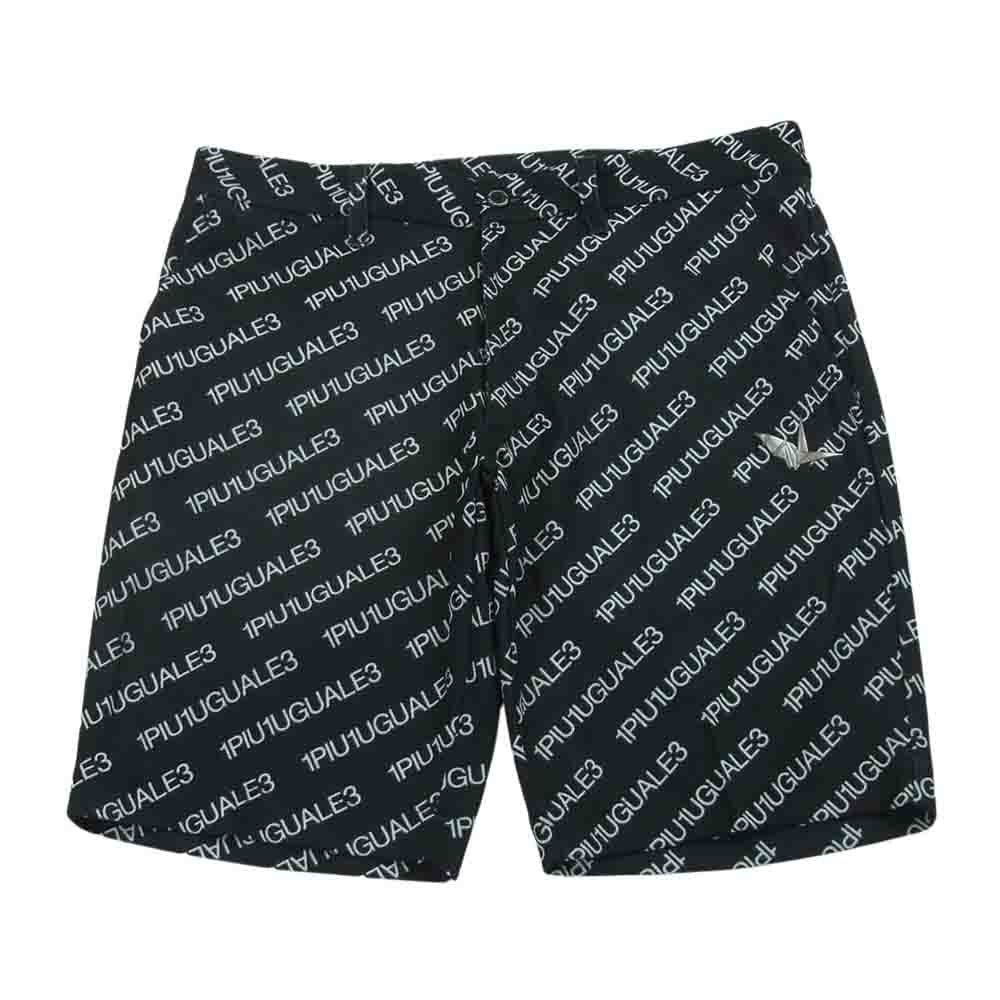 1piu1uguale3 ウノピュウノウグァーレトレ GRP048 POE335 GOLF ゴルフ DIAGONAL LOGO SHORTS ポリエステルメッシュ ロゴプリント ショーツ ショート ハーフ パンツ ブラック系 ホワイト系 4【中古】