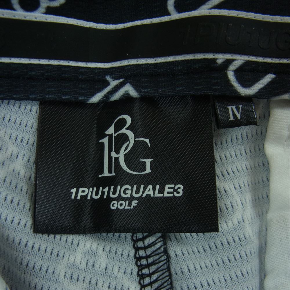 1piu1uguale3 ウノピュウノウグァーレトレ GRP048 POE335 GOLF ゴルフ DIAGONAL LOGO SHORTS ポリエステルメッシュ ロゴプリント ショーツ ショート ハーフ パンツ ブラック系 ホワイト系 4【中古】