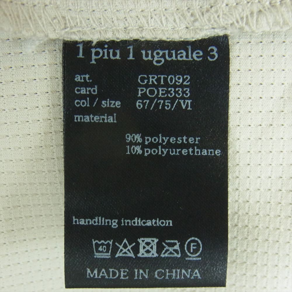 1piu1uguale3 ウノピュウノウグァーレトレ GRT092 POE333 GOLF ゴルフ CHEST SWITCHED S/S POLO 金折り鶴ロゴ 切替 カラーブロック 半袖 ポロシャツ オフホワイト系 カーキ系 6【美品】【中古】