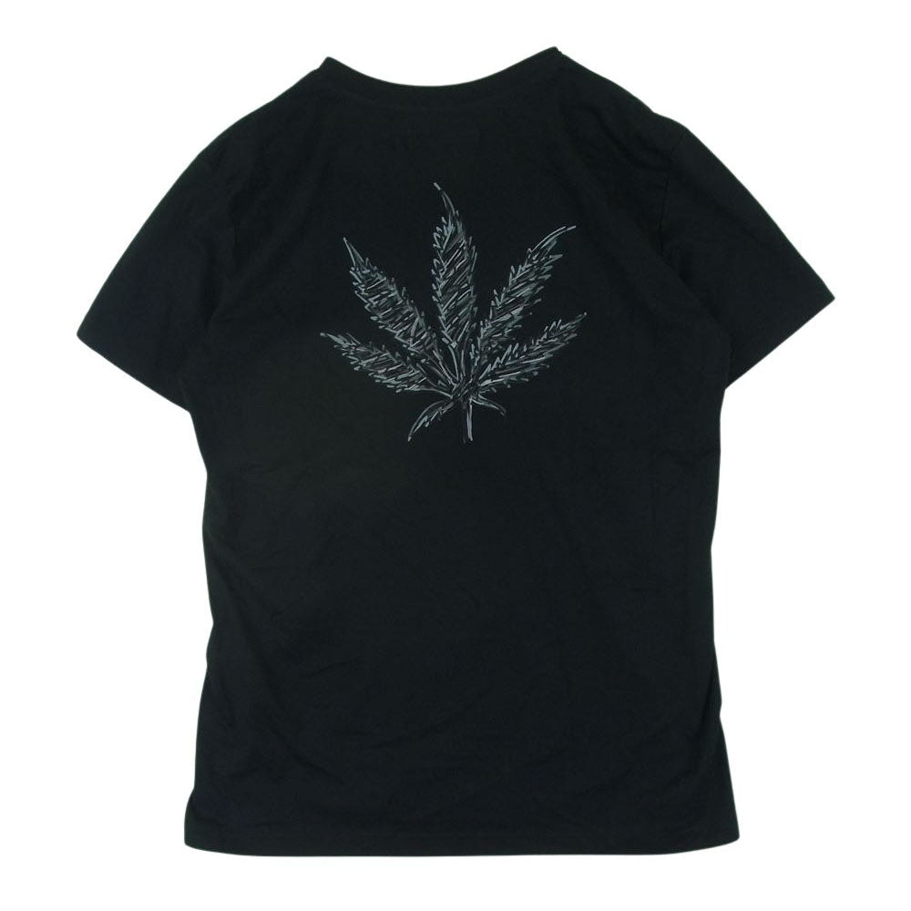 1piu1uguale3 ウノピュウノウグァーレトレ MRT289 COT355 lucien pellat-finet ルシアンペラフィネ BACK LEAF V-NECK TEE バックリーフ Vネック 半袖 Tシャツ ブラック系 6【中古】