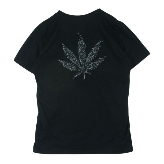 1piu1uguale3 ウノピュウノウグァーレトレ MRT289 COT355 lucien pellat-finet ルシアンペラフィネ BACK LEAF V-NECK TEE バックリーフ Vネック 半袖 Tシャツ ブラック系 6【中古】