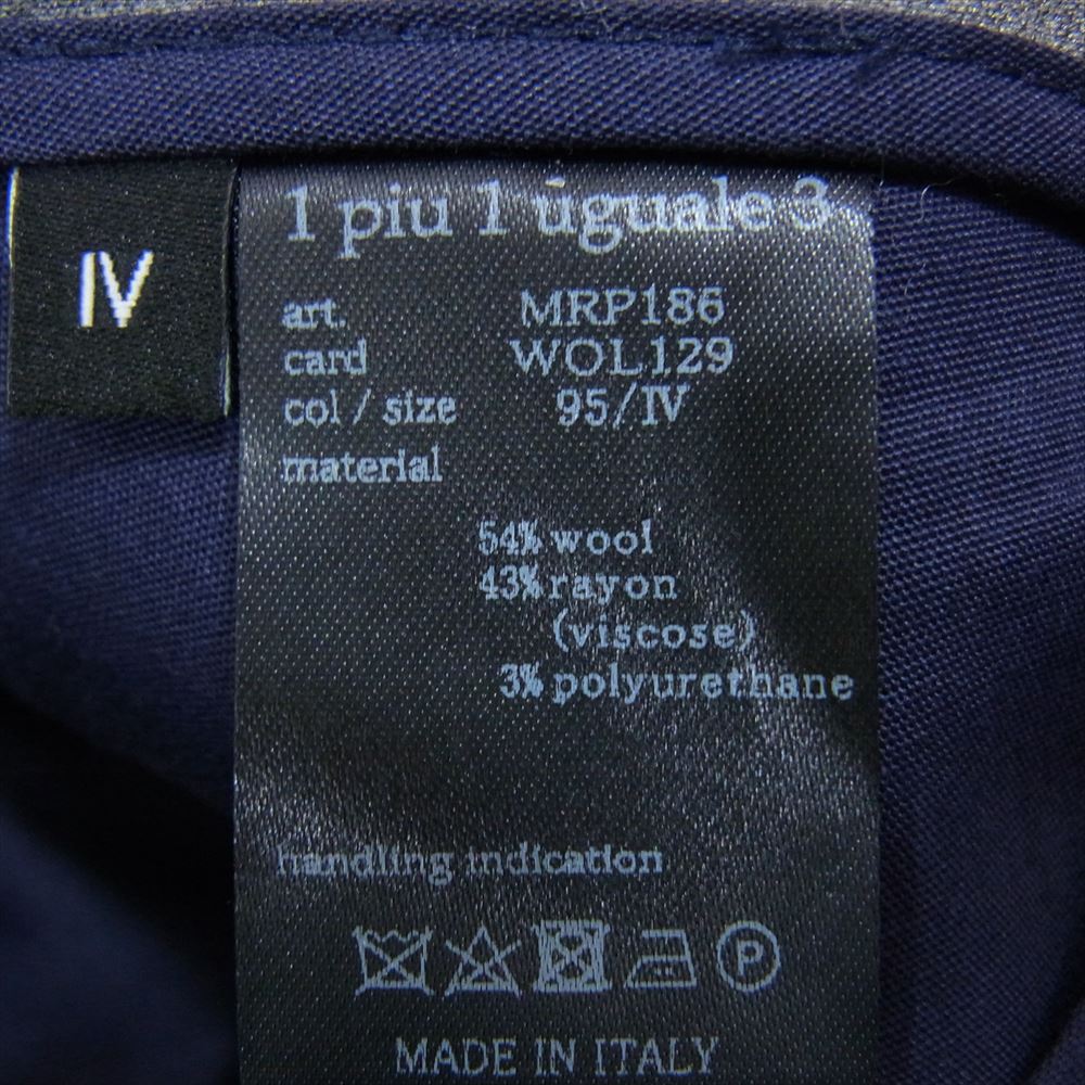 1piu1uguale3 ウノピュウノウグァーレトレ MRP186 WOL129 Giab’s ARCHIVIO EASY ITALY TROUSERS PANTS イタリア製 ジャブス イージー タック テーパード トラウザー パンツ グレー系 IV【中古】