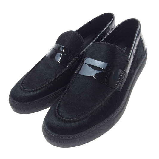 1piu1uguale3 ウノピュウノウグァーレトレ ESSEUTESSE PENNY SLIP ON エッセユーティーエッセ エナメルカーフレザー ペニー ローファー ハラコ シューズ スリップオン スリッポン スニーカー ブラック系 43【中古】