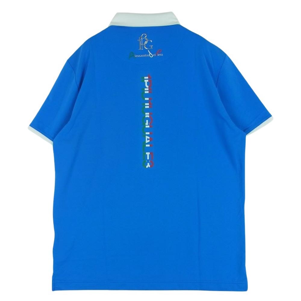 1piu1uguale3 ウノピュウノウグァーレトレ GDT009 POE415 GOLF ゴルフ ADP GOLF S/S POLO SIMPLE WHITE LINE TURQOISE/WHITE シンプル ロゴ刺繍 半袖 ポロシャツ ブルー系 ホワイト系 ターコイズ系 5【美品】【中古】