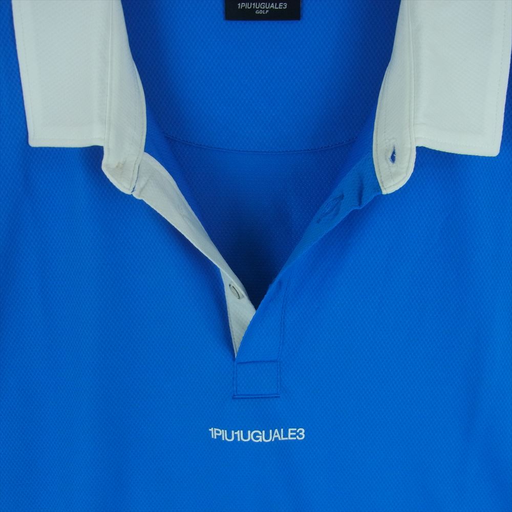 1piu1uguale3 ウノピュウノウグァーレトレ GDT009 POE415 GOLF ゴルフ ADP GOLF S/S POLO SIMPLE WHITE LINE TURQOISE/WHITE シンプル ロゴ刺繍 半袖 ポロシャツ ブルー系 ホワイト系 ターコイズ系 5【美品】【中古】