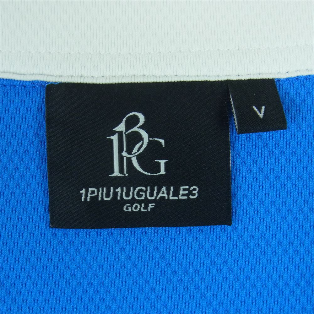1piu1uguale3 ウノピュウノウグァーレトレ GDT009 POE415 GOLF ゴルフ ADP GOLF S/S POLO SIMPLE WHITE LINE TURQOISE/WHITE シンプル ロゴ刺繍 半袖 ポロシャツ ブルー系 ホワイト系 ターコイズ系 5【美品】【中古】