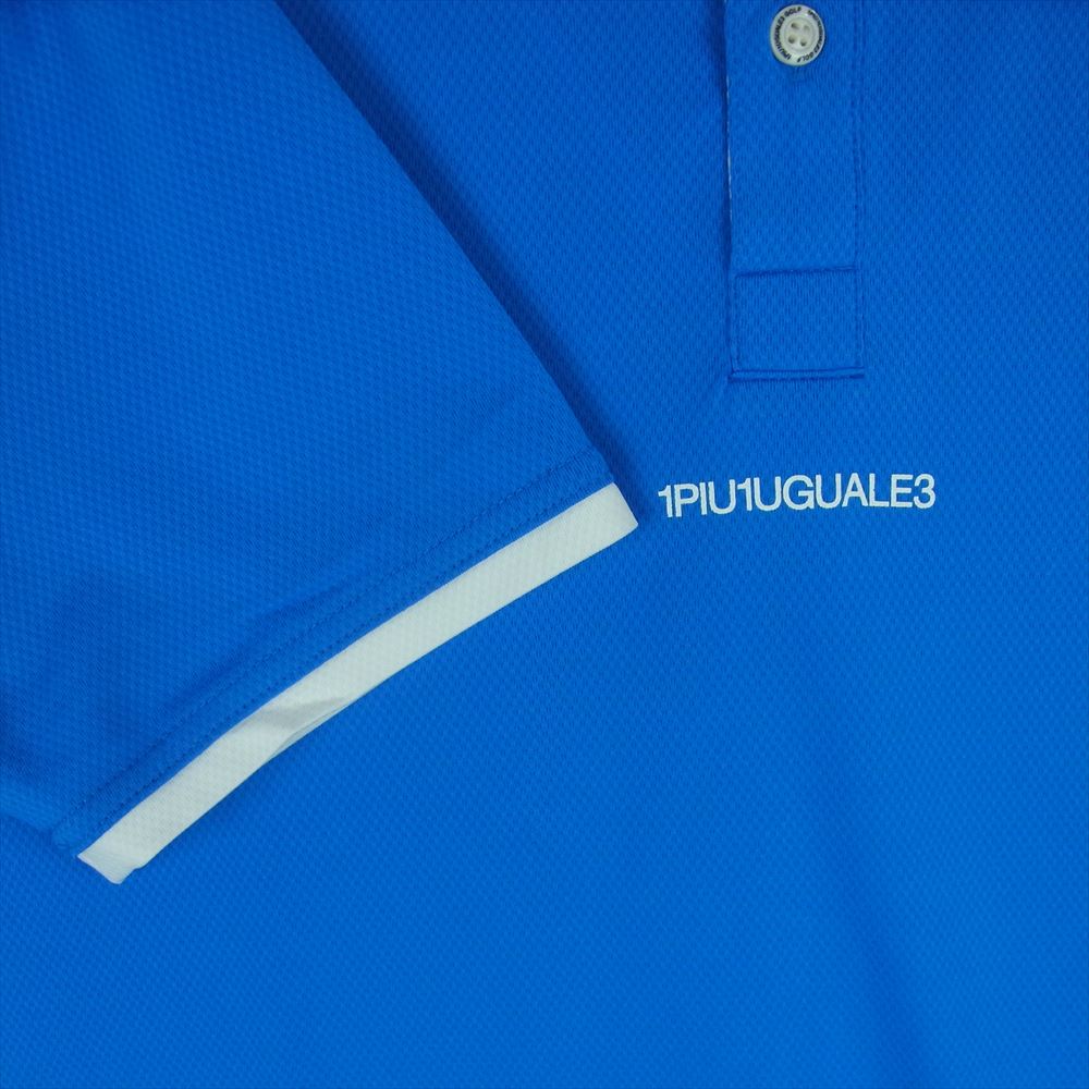1piu1uguale3 ウノピュウノウグァーレトレ GDT009 POE415 GOLF ゴルフ ADP GOLF S/S POLO SIMPLE WHITE LINE TURQOISE/WHITE シンプル ロゴ刺繍 半袖 ポロシャツ ブルー系 ホワイト系 ターコイズ系 5【美品】【中古】