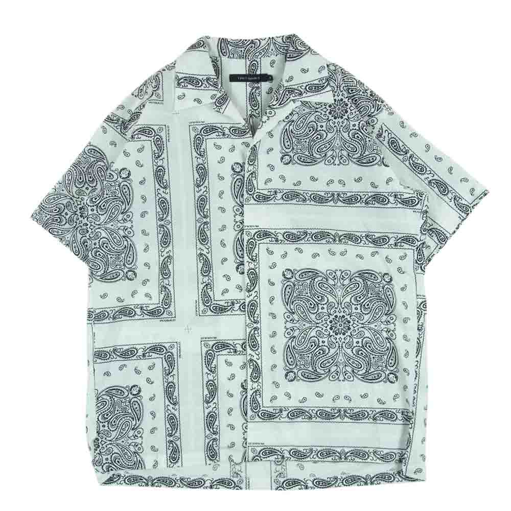 1piu1uguale3 ウノピュウノウグァーレトレ MRS151 COT349 HOLIDAY S/S SHIRTS ホリデー ペイズリー バンダナ オープンカラー 半袖 シャツ ホワイト系 ブラック系 3【中古】