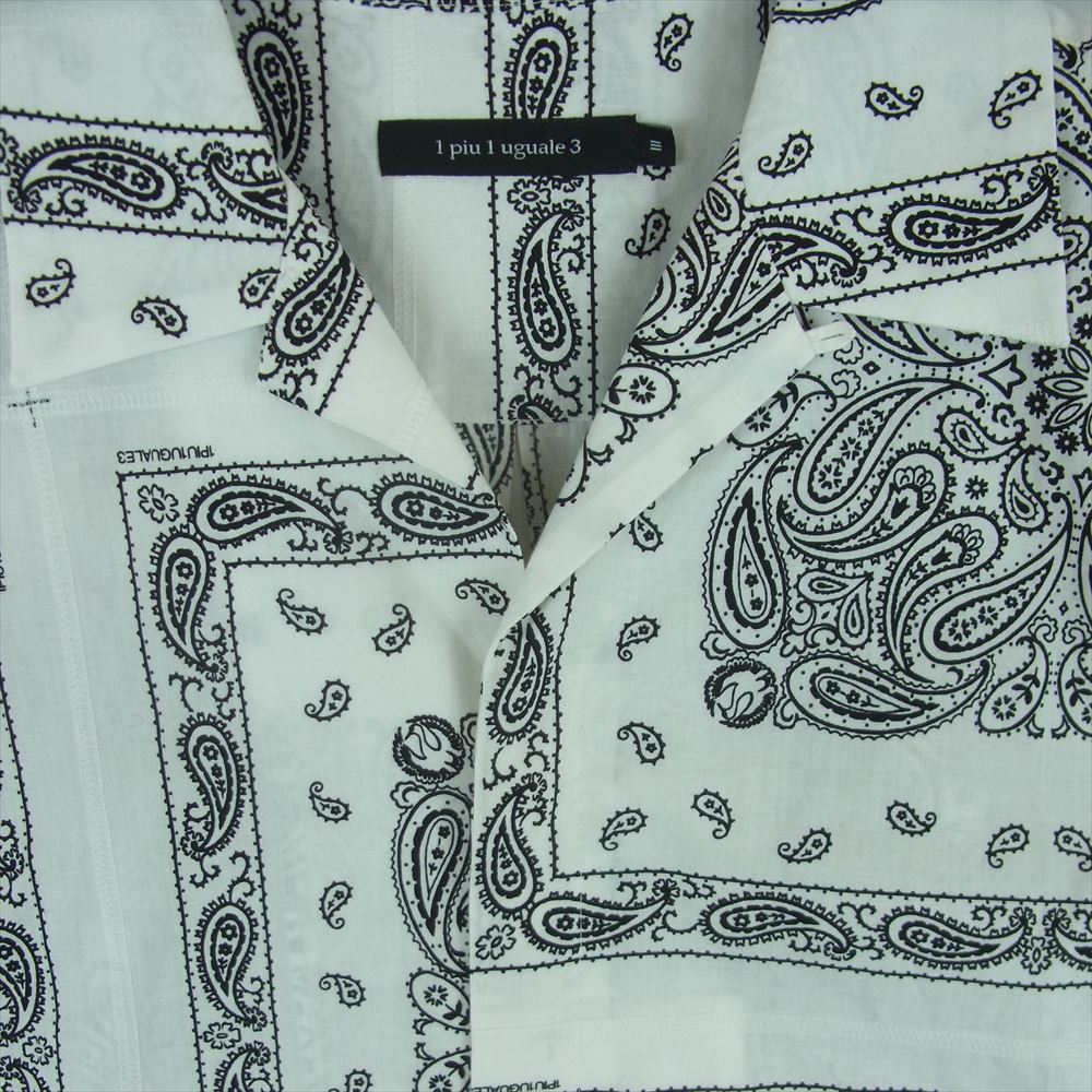 1piu1uguale3 ウノピュウノウグァーレトレ MRS151 COT349 HOLIDAY S/S SHIRTS ホリデー ペイズリー バンダナ オープンカラー 半袖 シャツ ホワイト系 ブラック系 3【中古】
