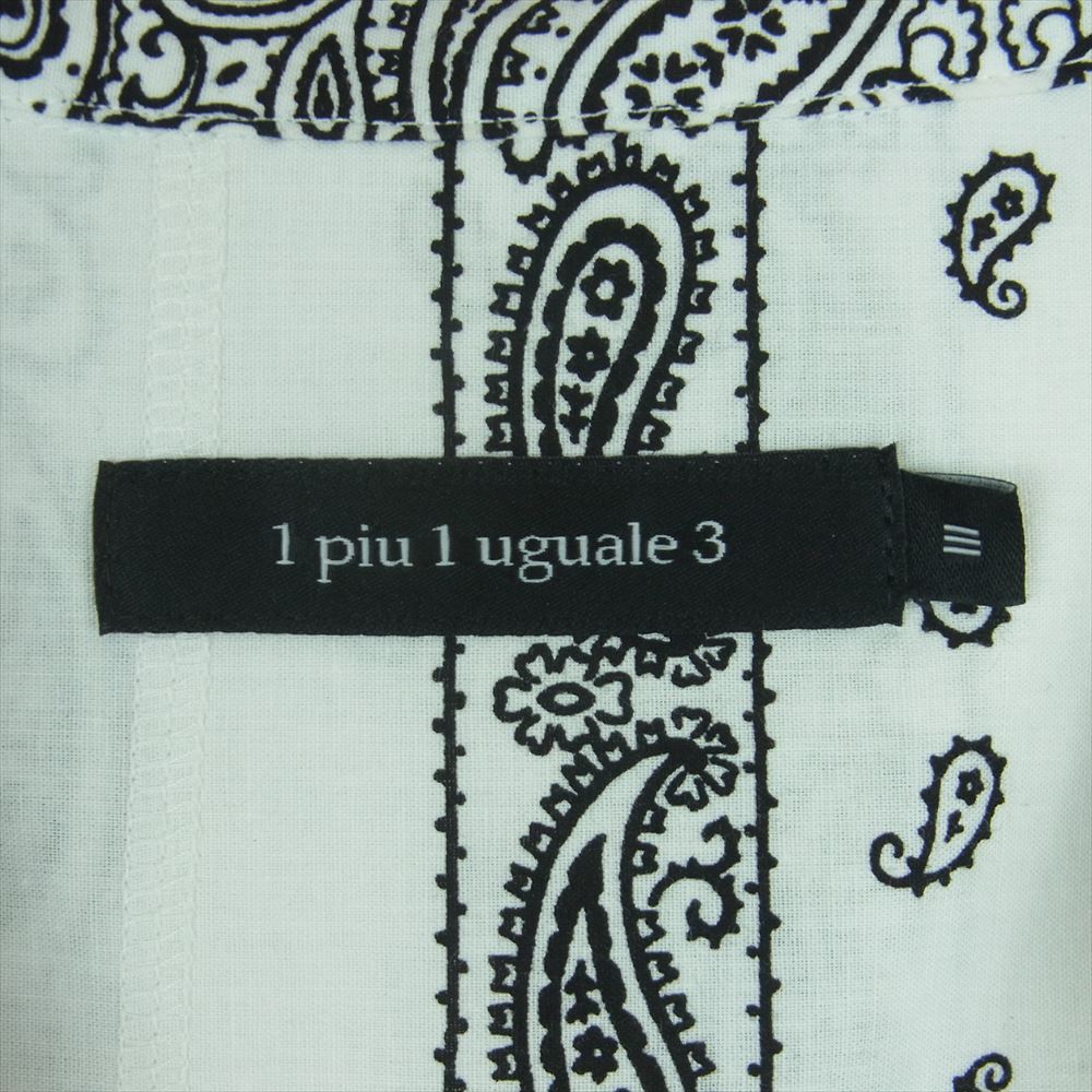 1piu1uguale3 ウノピュウノウグァーレトレ MRS151 COT349 HOLIDAY S/S SHIRTS ホリデー ペイズリー バンダナ オープンカラー 半袖 シャツ ホワイト系 ブラック系 3【中古】