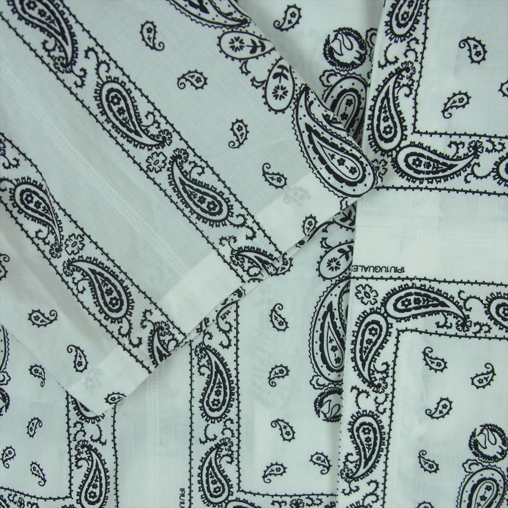 1piu1uguale3 ウノピュウノウグァーレトレ MRS151 COT349 HOLIDAY S/S SHIRTS ホリデー ペイズリー バンダナ オープンカラー 半袖 シャツ ホワイト系 ブラック系 3【中古】