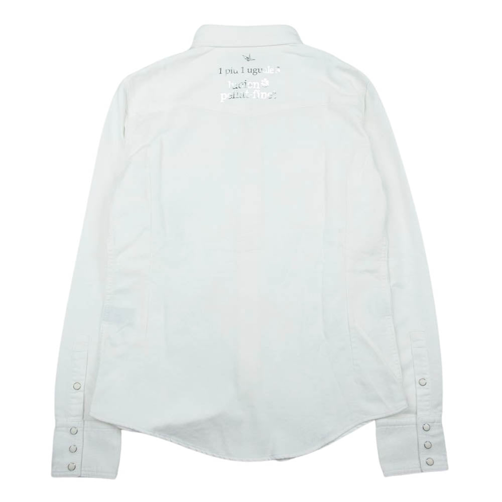 1piu1uguale3 ウノピュウノウグァーレトレ 20SS MRS133 COT304 lucien pellat-finet ルシアンペラフィネ ガンジャ マリファナ刺繍 長袖 シャツ ホワイト系 4【中古】