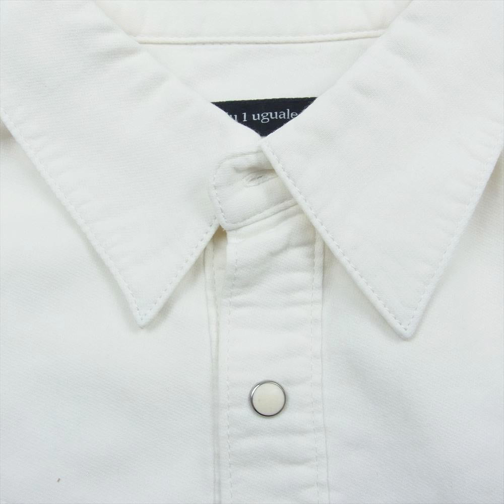 1piu1uguale3 ウノピュウノウグァーレトレ 20SS MRS133 COT304 lucien pellat-finet ルシアンペラフィネ ガンジャ マリファナ刺繍 長袖 シャツ ホワイト系 4【中古】