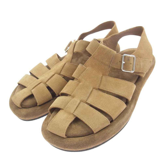 1piu1uguale3 ウノピュウノウグァーレトレ 23SS 113 GURKHA SANDAL COW SUEDE スエード グルカ サンダル ライトブラウン系 42【美品】【中古】