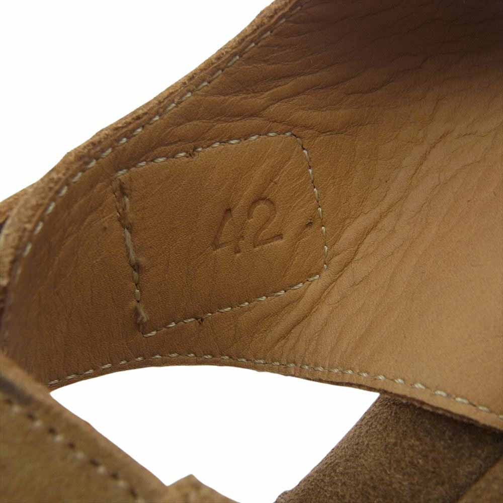1piu1uguale3 ウノピュウノウグァーレトレ 23SS 113 GURKHA SANDAL COW SUEDE スエード グルカ サンダル ライトブラウン系 42【美品】【中古】