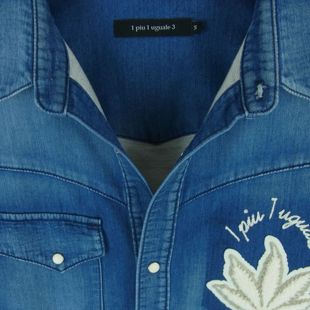 1piu1uguale3 ウノピュウノウグァーレトレ 20SS MRS133 COT304 lucien pellat-finet ルシアンペラフィネ ガンジャ マリファナパッチ バックロゴ デニム ウエスタン 長袖 シャツ ジャケット インディゴブルー系 6【中古】