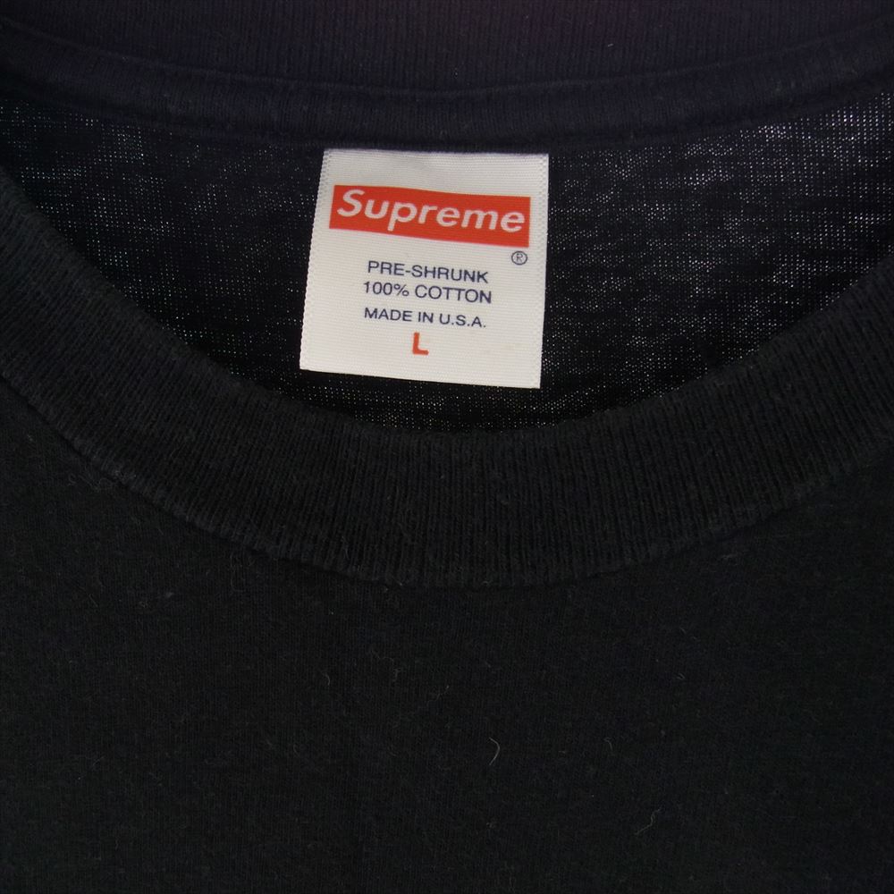 Supreme シュプリーム 21AW Intarsia Sleeve L S Top 袖ロゴ プリント クルーネック 長袖 ロングスリーブ ロンT Tシャツ カットソー  ブラック系 L【中古】