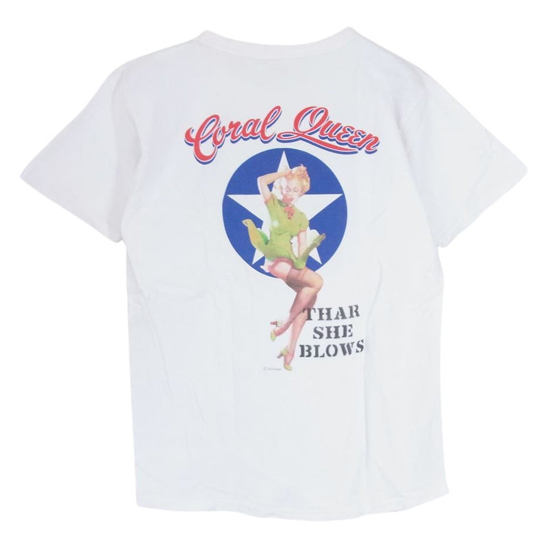 Buzz Rickson's バズリクソンズ USAF BARKSDALE AFB LA coral queen プリント Tシャツ ホワイト系 M【中古】