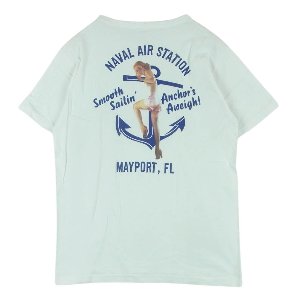 Buzz Rickson's バズリクソンズ U.S.NAVY NAVAL AIR STATION バックプリント 半袖 Tシャツ ホワイト系 M【中古】