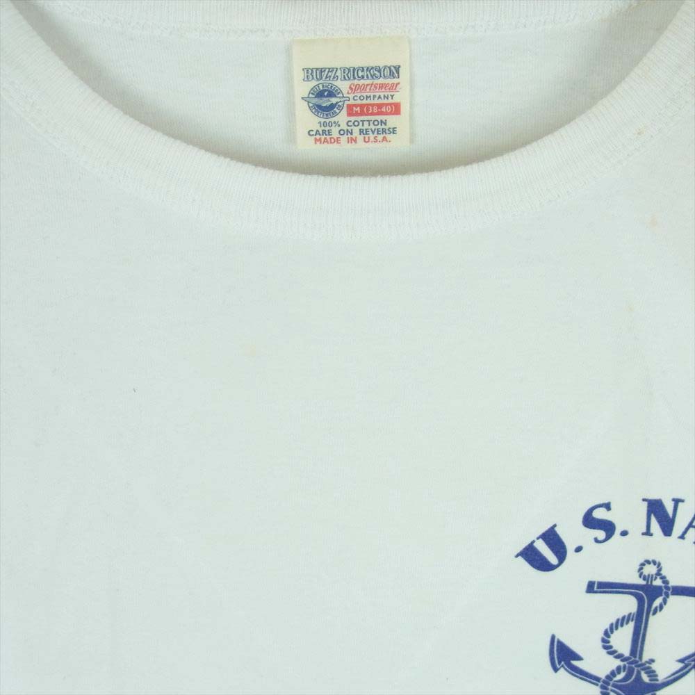Buzz Rickson's バズリクソンズ U.S.NAVY NAVAL AIR STATION バックプリント 半袖 Tシャツ ホワイト系 M【中古】