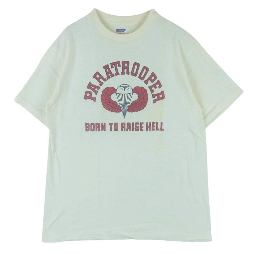 ダブルワークス PARATROOPER BORN TO RAISE HELL プリント 半袖 Tシャツ オフホワイト系 M【中古】