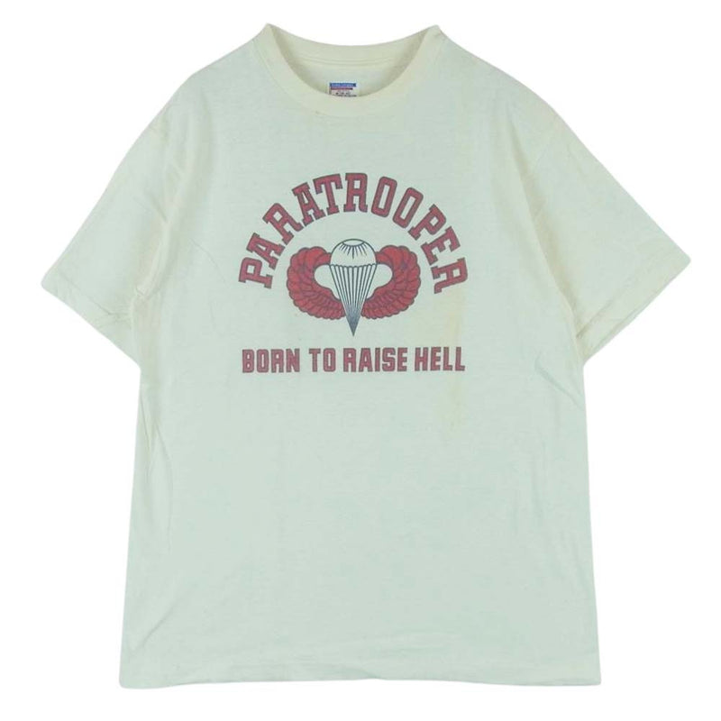 ダブルワークス PARATROOPER BORN TO RAISE HELL プリント 半袖 Tシャツ オフホワイト系 M【中古】