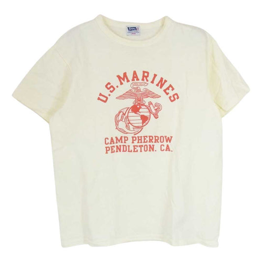 Pherrow's フェローズ US.MARINES プリント 半袖 Tシャツ ベージュ ベージュ系 L【中古】