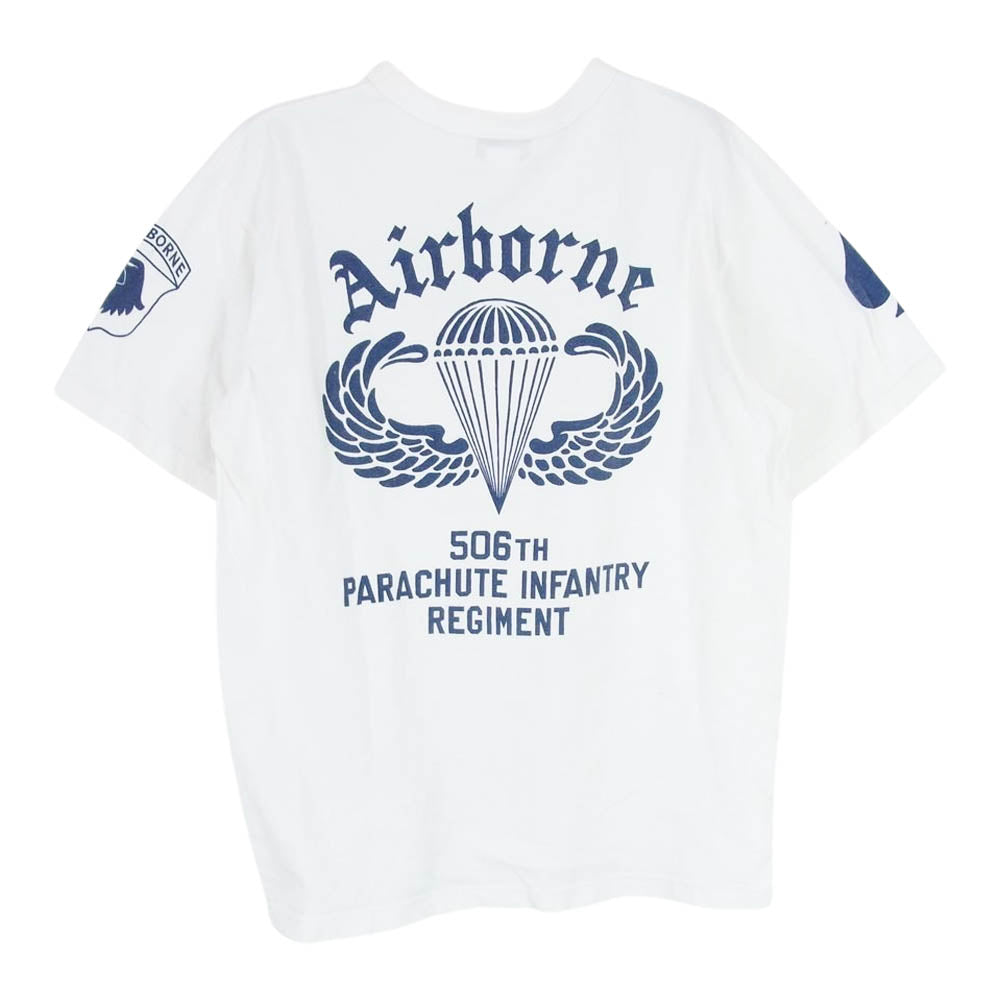 カスタムキング Airborne 506TH バックプリント ロゴ 半袖 Tシャツ ホワイト系 M【中古】