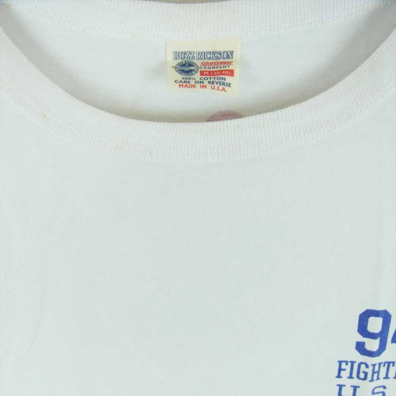 Buzz Rickson's バズリクソンズ 94th FIGHTER SQ プリント 半袖 Tシャツ ホワイト系 M【中古】