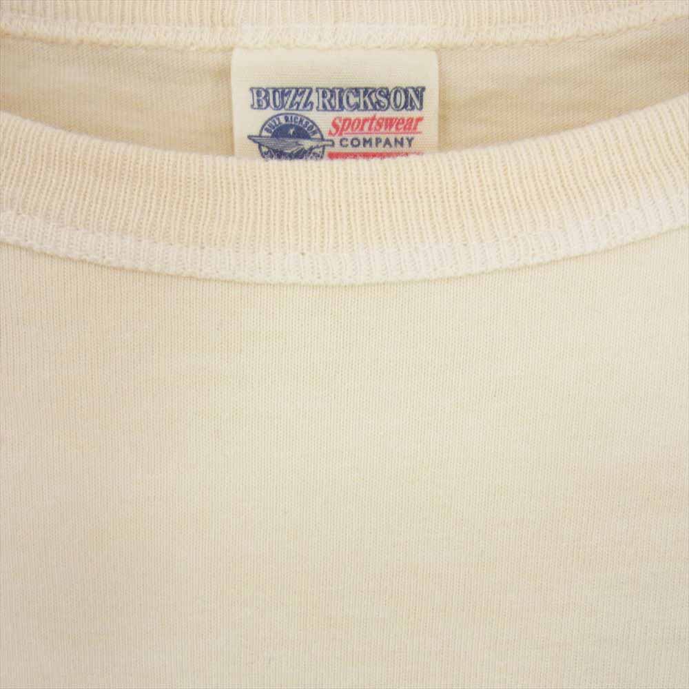 Buzz Rickson's バズリクソンズ FINEST MILITARY CAP ロゴ 半袖 Tシャツ オフホワイト系 M【中古】
