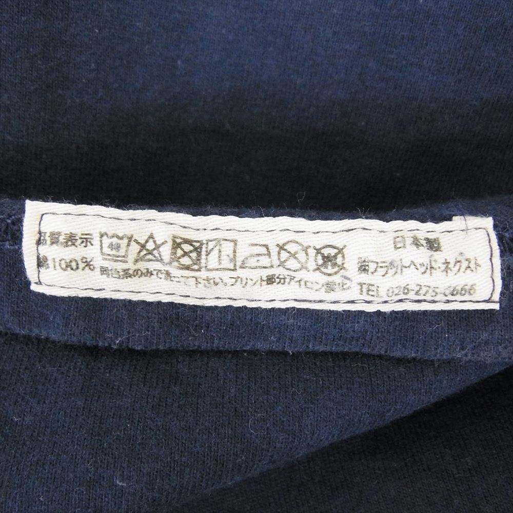 THE FLAT HEAD ザフラットヘッド バックプリント ロゴ 半袖 Tシャツ ネイビー系 42【中古】