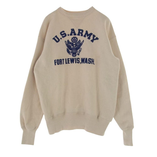 WAREHOUSE ウエアハウス U.S.ARMY フロッキー プリント スウェット オフホワイト系 42【中古】