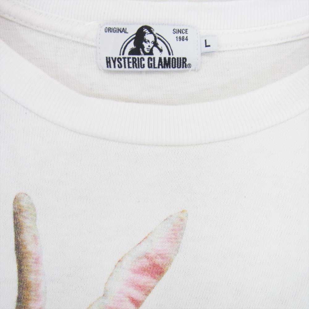 HYSTERIC GLAMOUR ヒステリックグラマー 18SS 02182CT13 THE SHOCKING Tee ガール ウサギ プリント 半袖 Tシャツ ホワイト系 L【中古】
