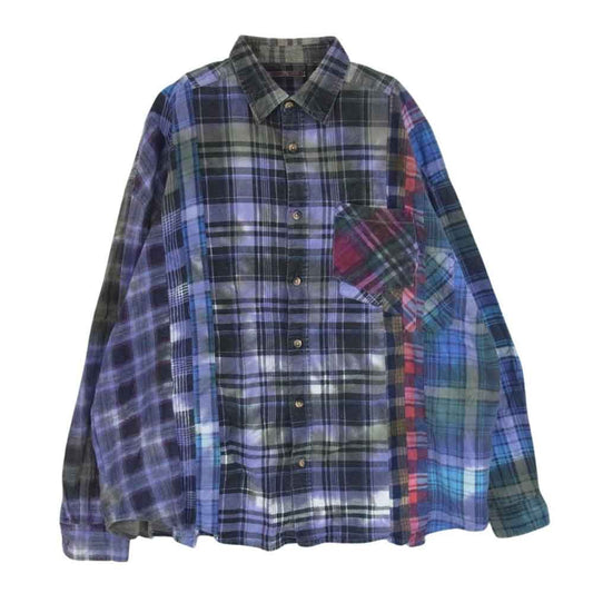 Needles ニードルス KP272 Rebuild by Needles Flannel Shirt 7Cut リビルドバイニードルズ 再構築 タイダイ ネルシャツ 長袖 チェック シャツ パープル系 サイズ表記無【中古】