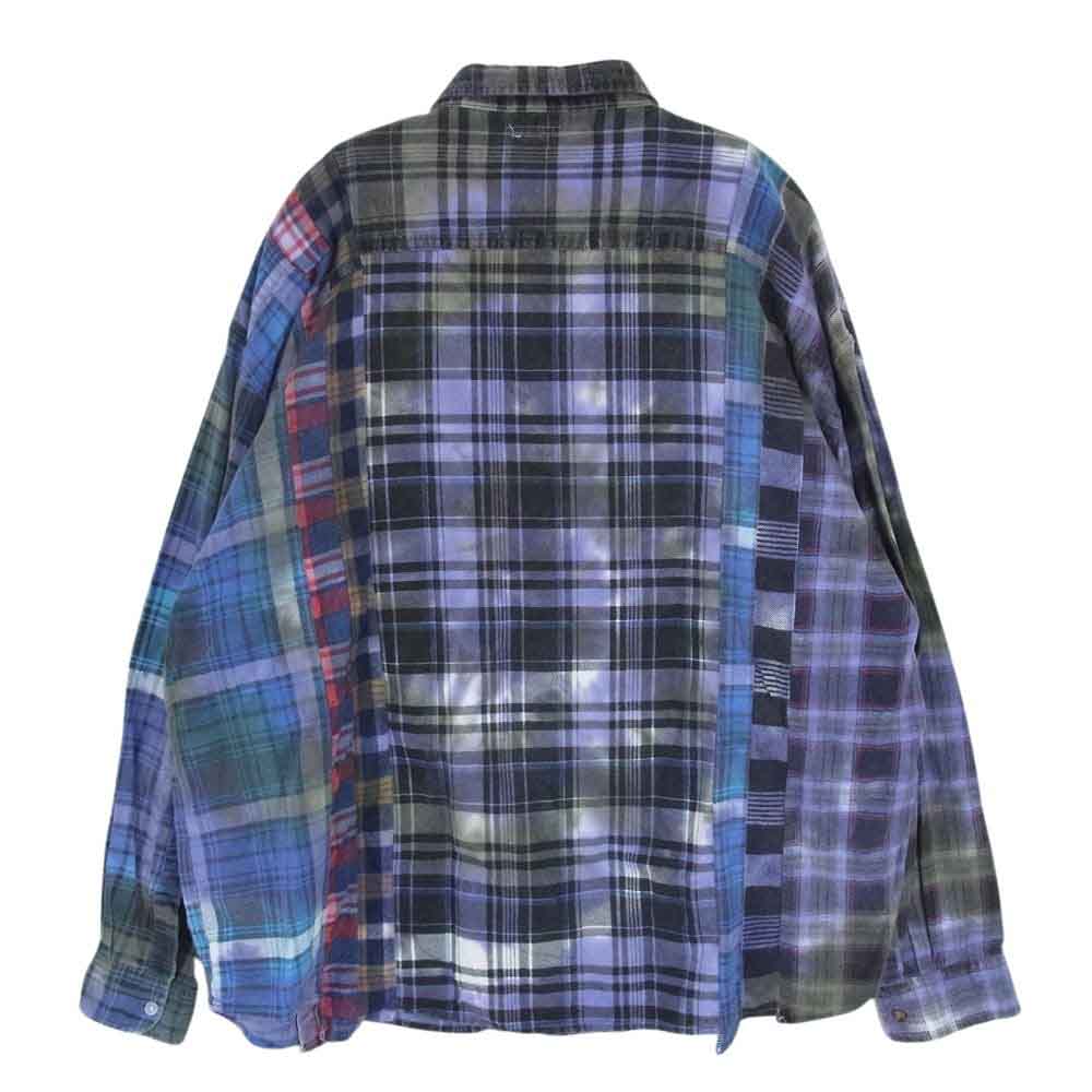 Needles ニードルス KP272 Rebuild by Needles Flannel Shirt 7Cut リビルドバイニードルズ 再構築 タイダイ ネルシャツ 長袖 チェック シャツ パープル系 サイズ表記無【中古】