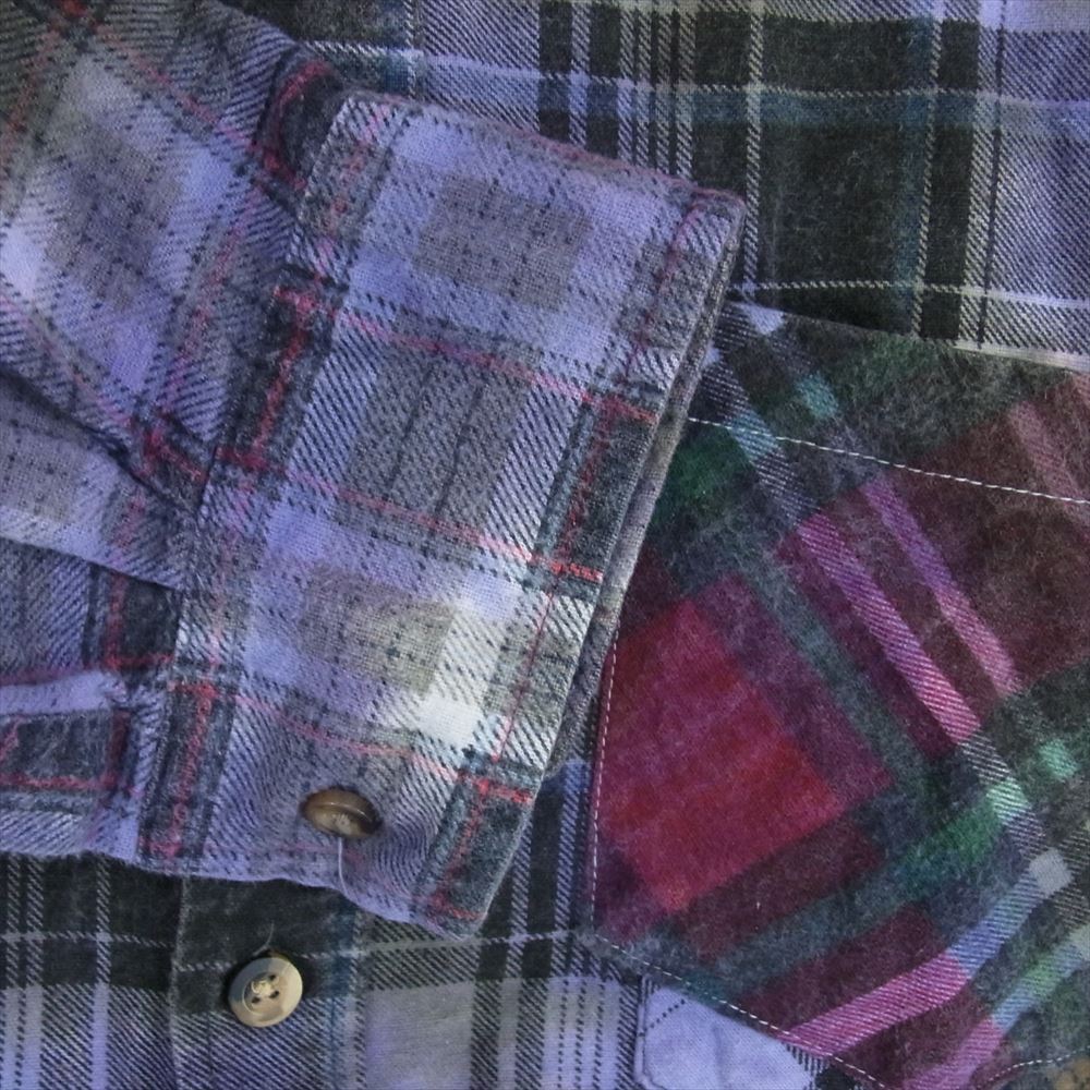 Needles ニードルス KP272 Rebuild by Needles Flannel Shirt 7Cut リビルドバイニードルズ 再構築 タイダイ ネルシャツ 長袖 チェック シャツ パープル系 サイズ表記無【中古】