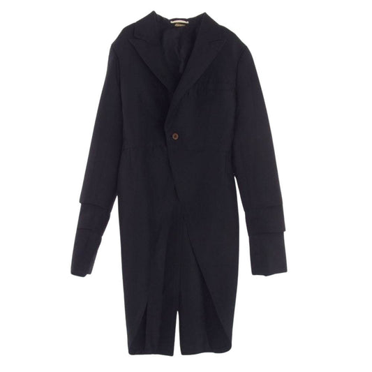 COMME des GARCONS HOMME PLUS コムデギャルソンオムプリュス 20AW PF-J062 エステル製品加工 燕尾 袖レイヤード  テーラード ジャケット コート ブラック系 XS【中古】