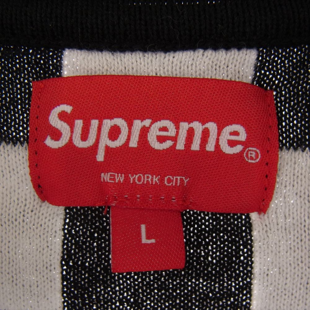 Supreme シュプリーム 22SS checkerboard zip polo チェッカーボード ハーフジップ 半袖 ニット ポロシャツ ブラック系 ホワイト系 L【中古】
