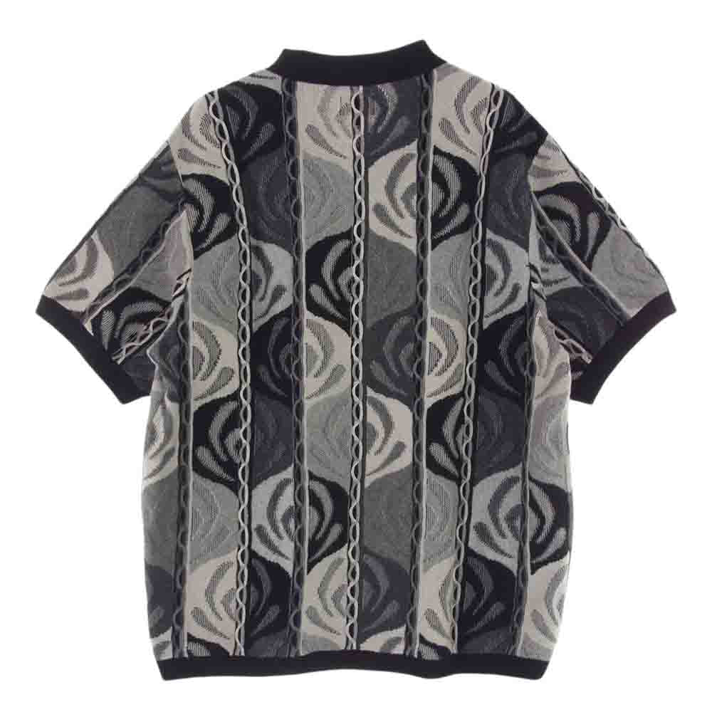 Supreme シュプリーム 22SS Abstract Textured Zip Up Polo アブストラクト テクスチャージップ アップ ポロ 半袖 ポロシャツ グレー系 L【極上美品】【中古】