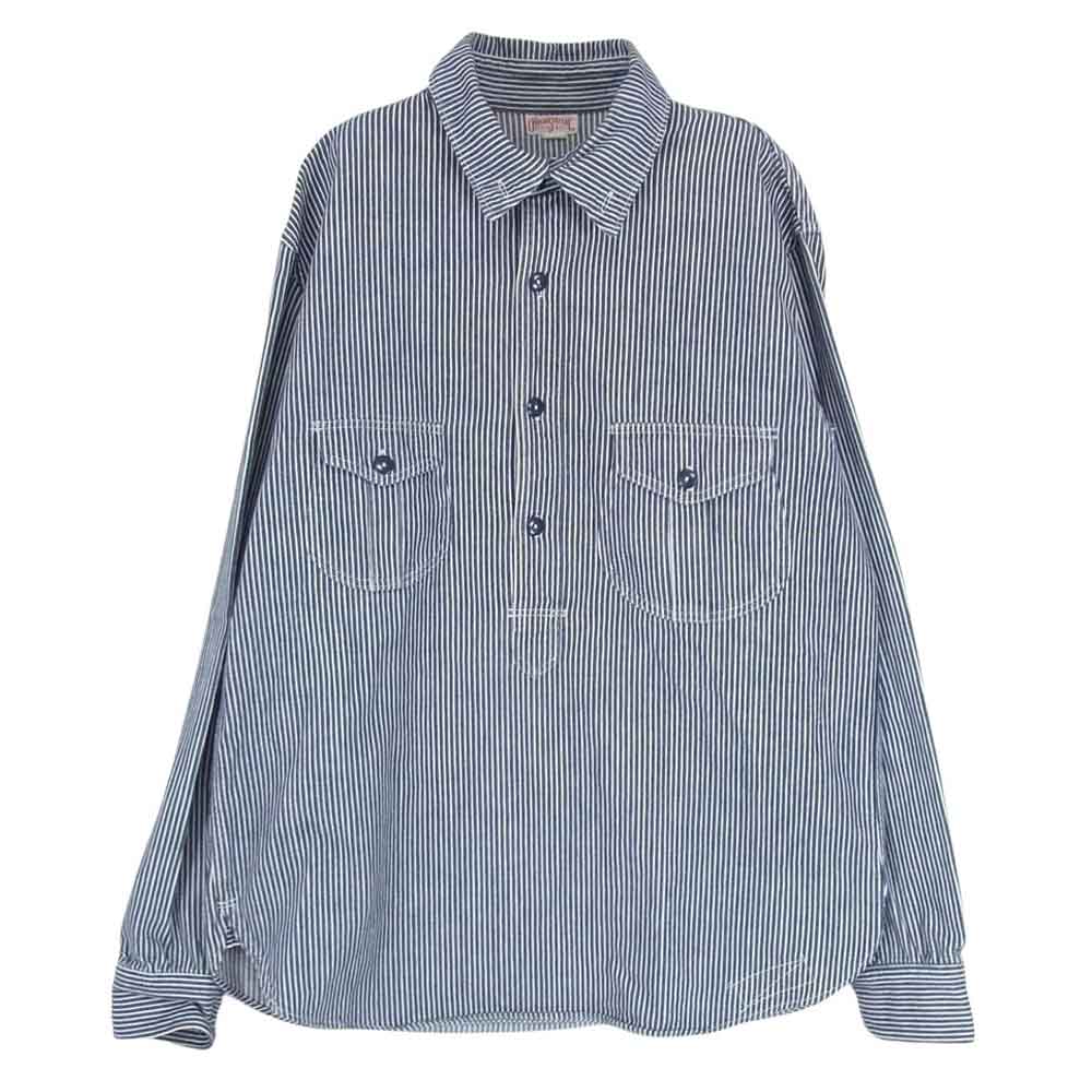 FREEWHEELERS フリーホイーラーズ 1881121 UNION SPECIAL OVERALLS ユニオンスペシャル オーバーオールズ ストライプ 長袖 ワーク シャツ  17【中古】
