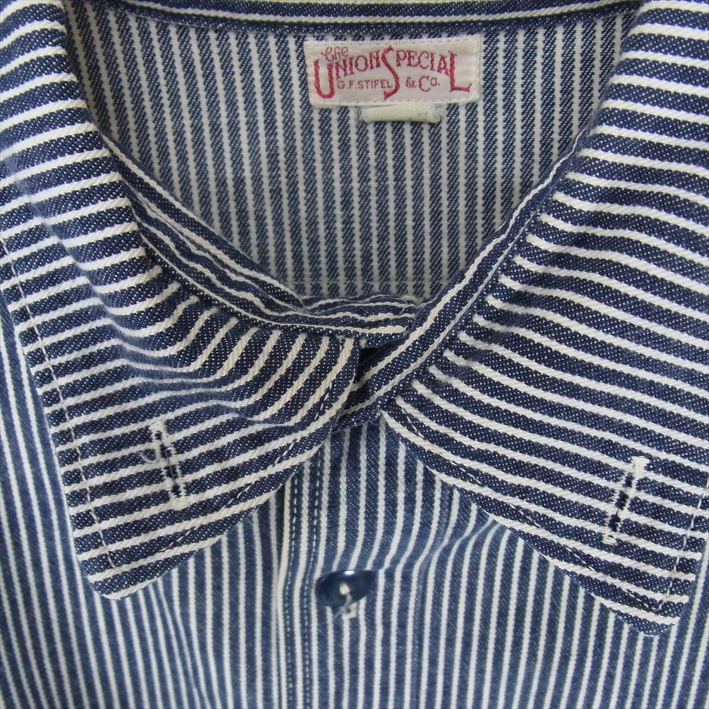 FREEWHEELERS フリーホイーラーズ 1881121 UNION SPECIAL OVERALLS ユニオンスペシャル オーバーオールズ ストライプ 長袖 ワーク シャツ  17【中古】