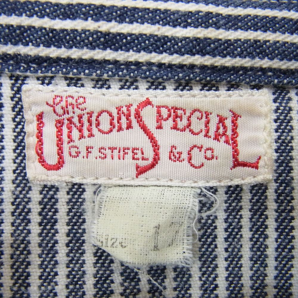 FREEWHEELERS フリーホイーラーズ 1881121 UNION SPECIAL OVERALLS ユニオンスペシャル オーバーオールズ ストライプ 長袖 ワーク シャツ  17【中古】